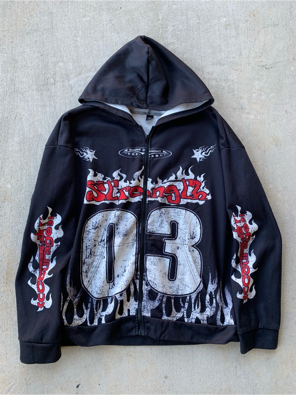 NFINITY Black Graphic '03' Zip Hoodie with Red Accents